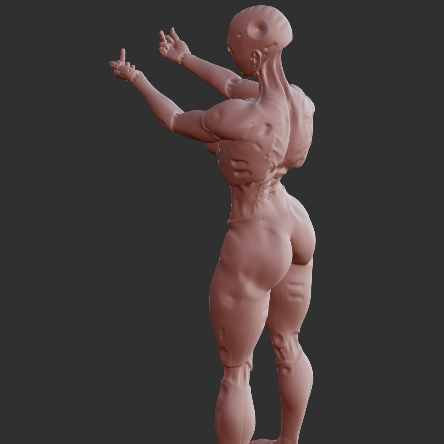 Cyberpunk Mecha Girl Nude Pin-Up 3D STL 3D print model_5
