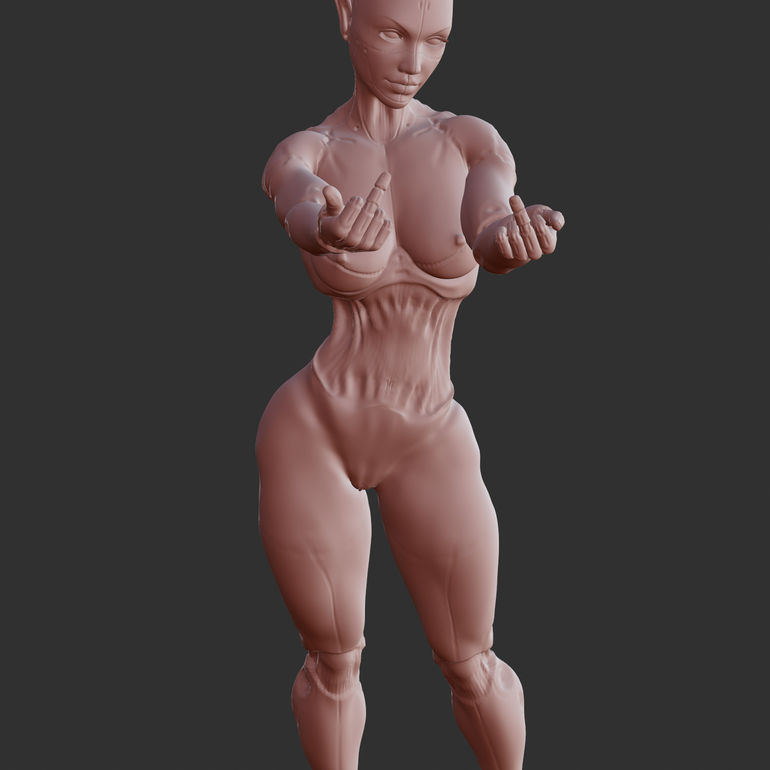 Cyberpunk Mecha Girl Nude Pin-Up 3D STL 3D print model_7