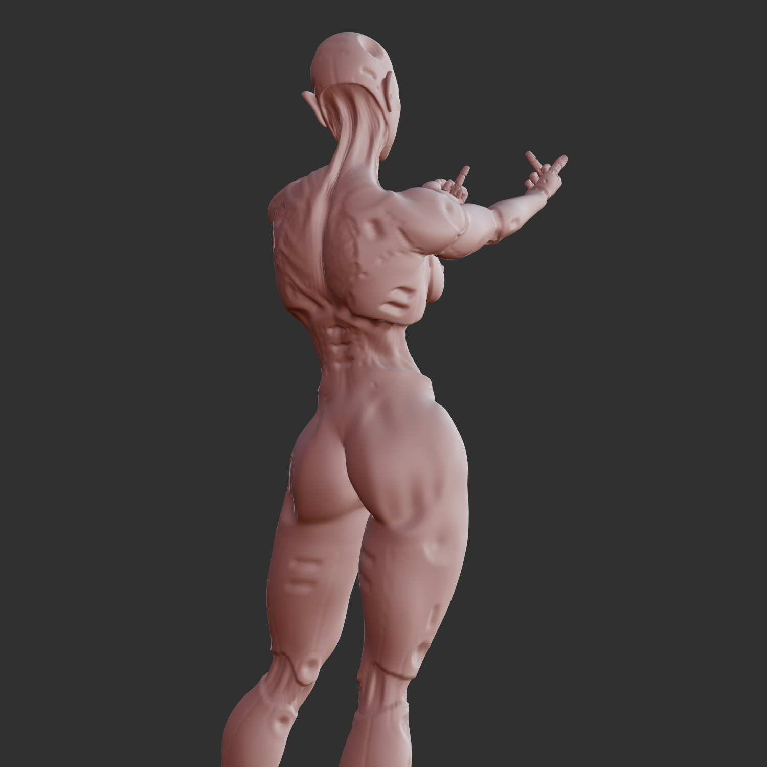 Cyberpunk Mecha Girl Nude Pin-Up 3D STL 3D print model_3