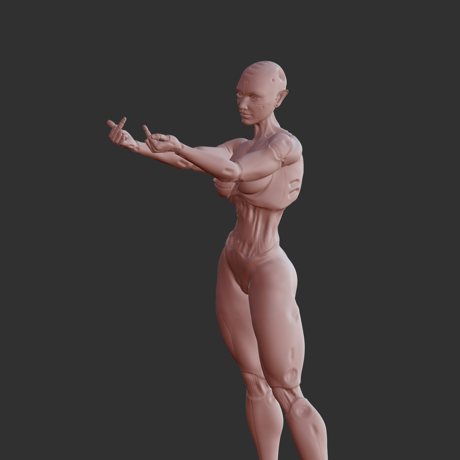 Cyberpunk Mecha Girl Nude Pin-Up 3D STL 3D print model_2