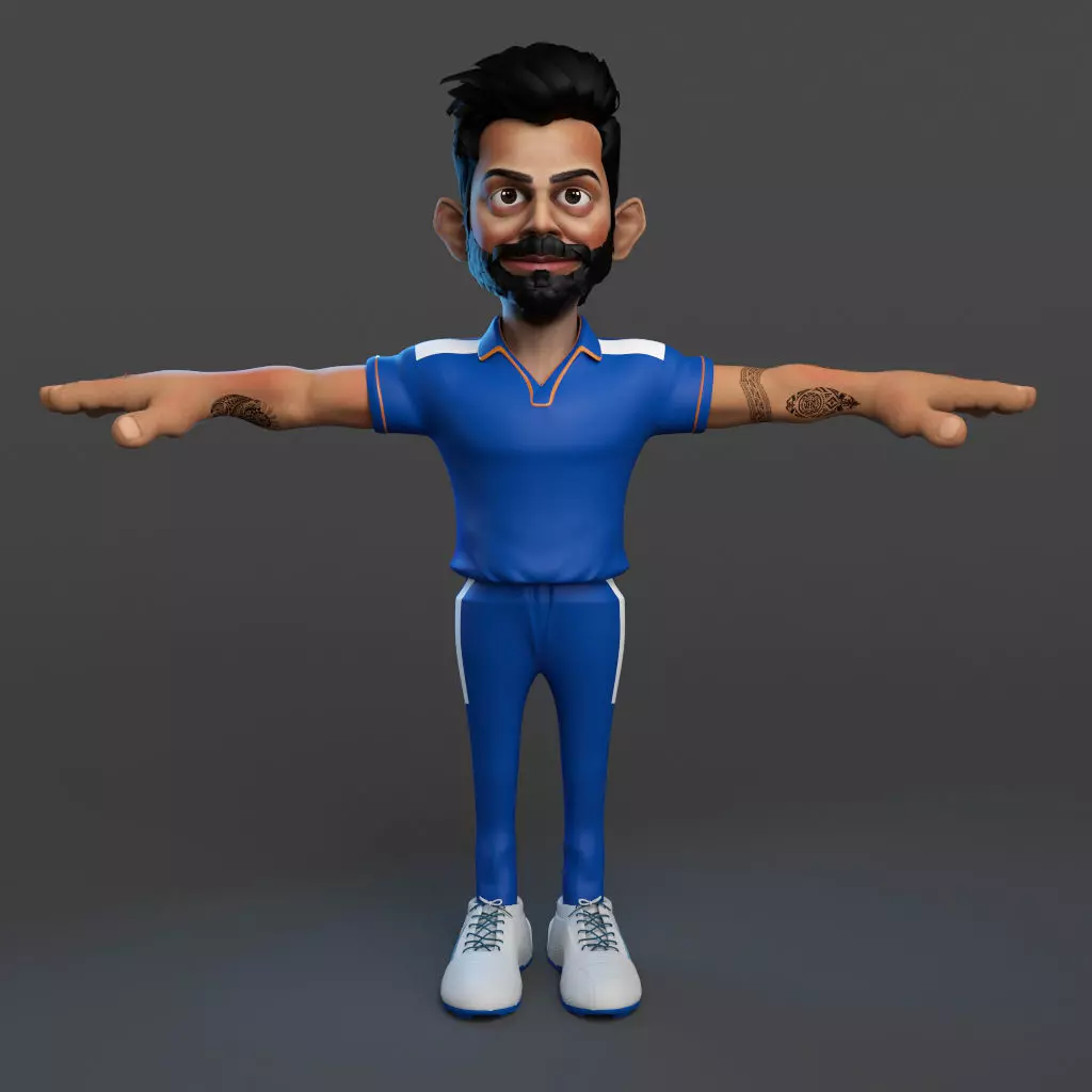 Virat Kohli low poly 3d Model Low-poly 3D model