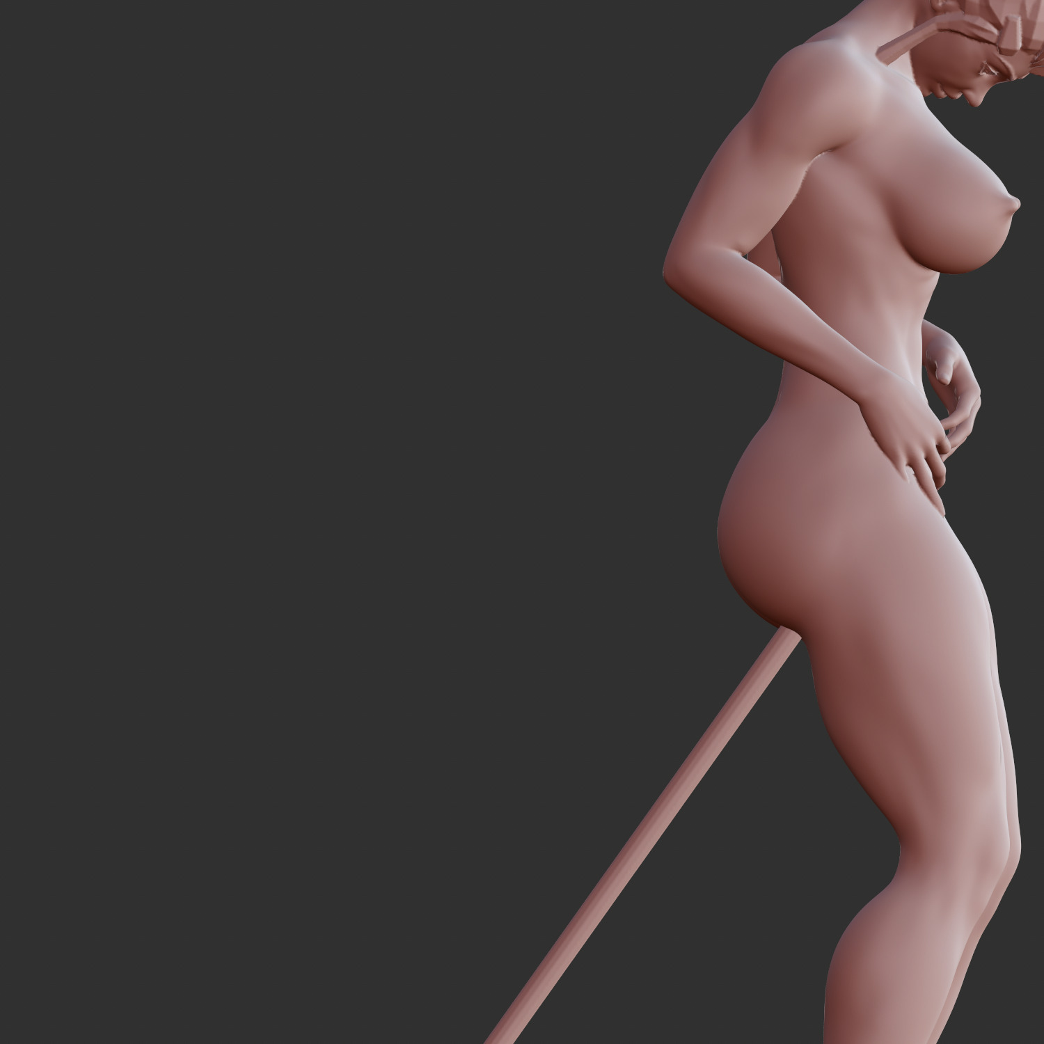 Curvy Anime Girl Playful Erotic Pose 3D Model STL 3D print model_2