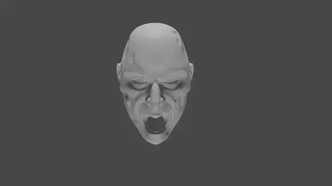 Screamer Zombie Action Figure Head Sculpt 3D print model