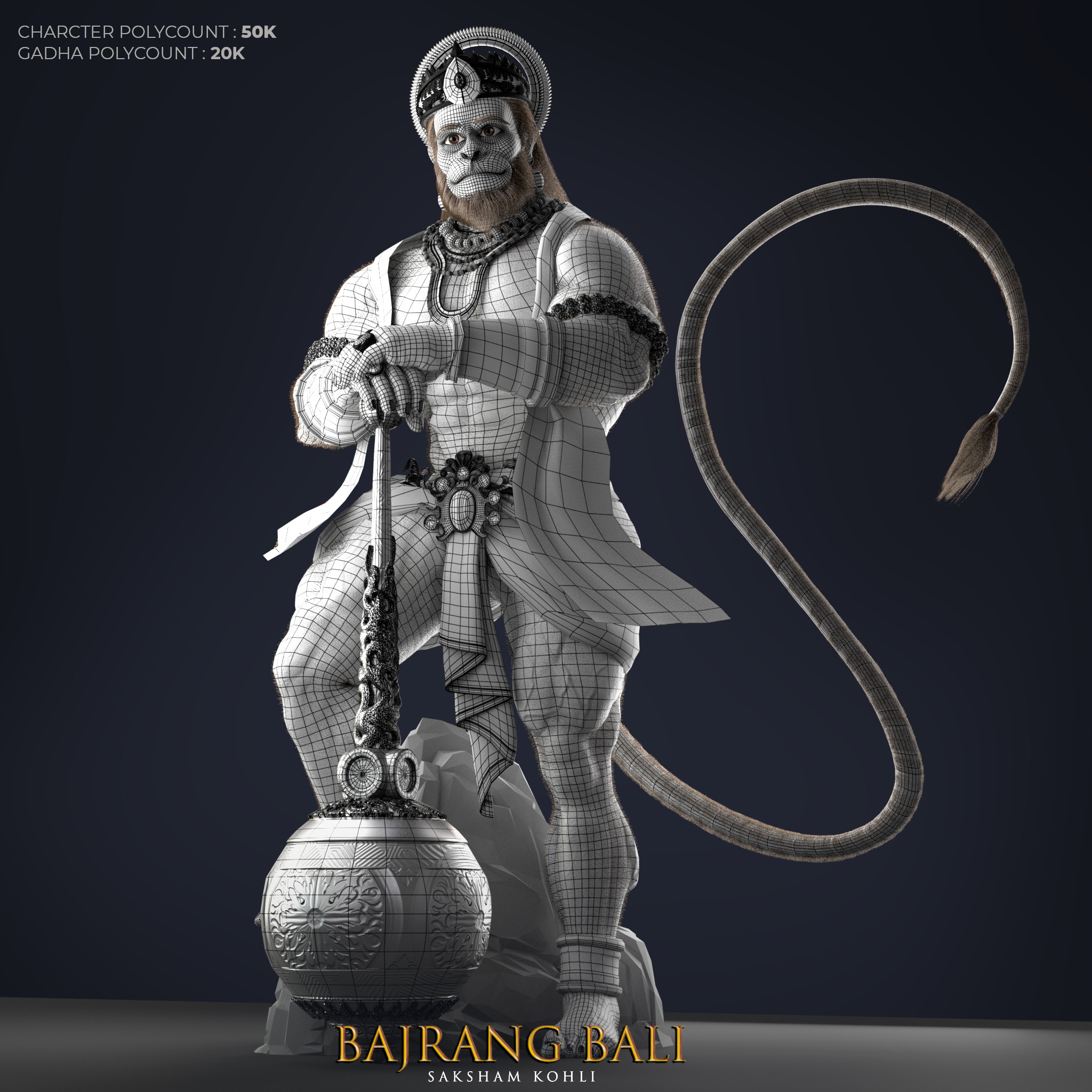 Hanuman Ji 3D Model Rigged Low-poly 3D model_2