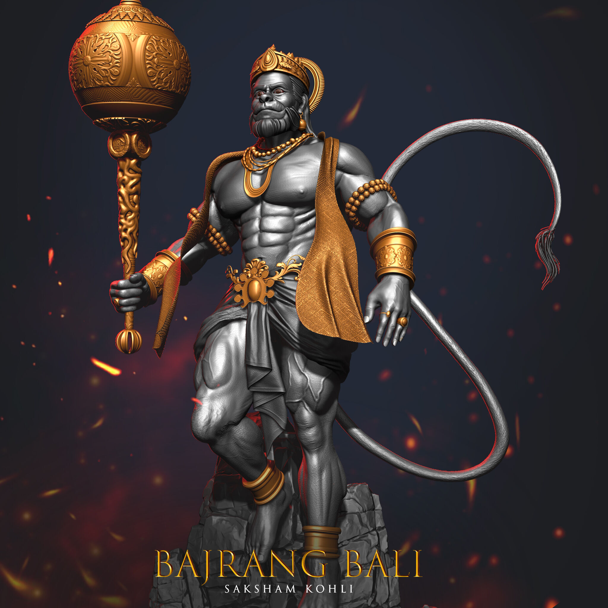 Hanuman Ji 3D Model Rigged Low-poly 3D model_5
