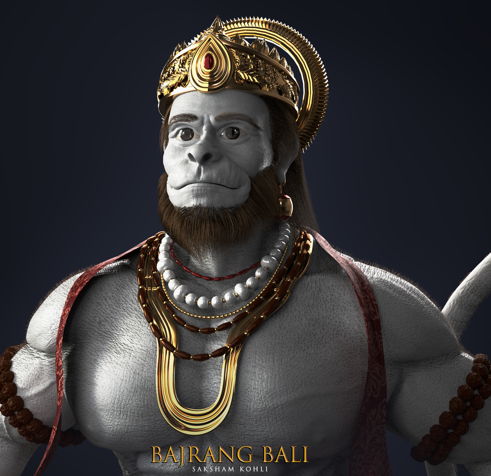 Hanuman Ji 3D Model Rigged Low-poly 3D model_4
