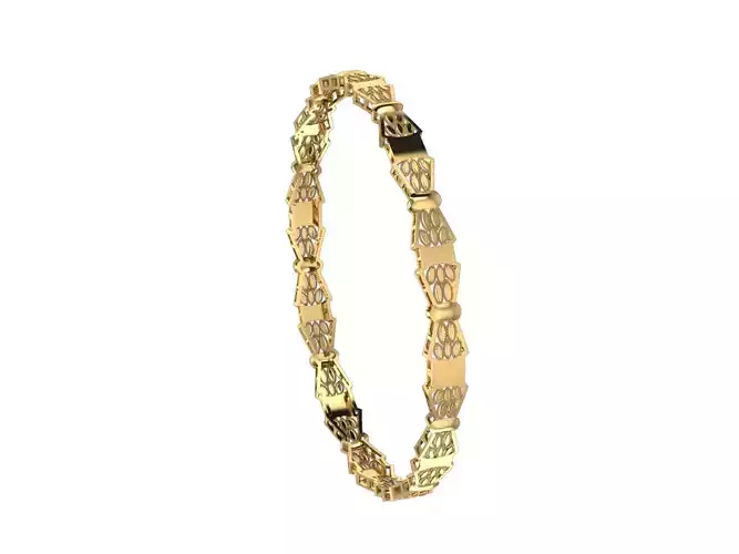 1305 Ethereal Elegance- Lightweight Intricate Gold Bangle 6gm 3D print model