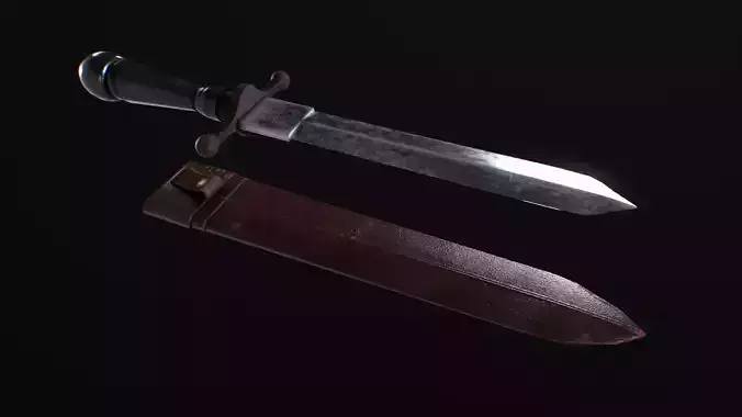 Side Dagger Knife with Leather Sheath