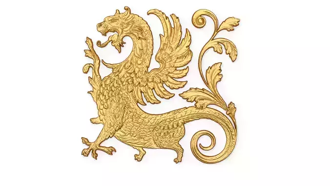  3D Printable Fantasy Dragon Creature Relief