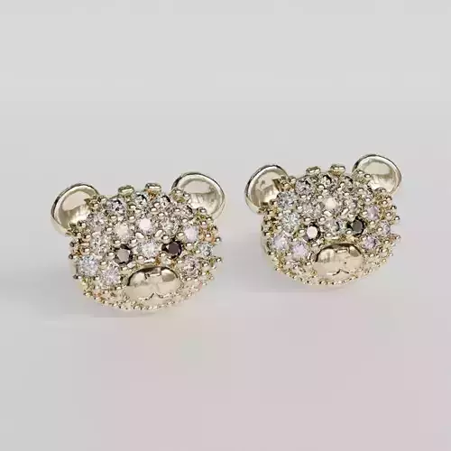 bear face diamond earrings