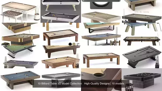 10 Billiard Table 3D Model Collection   High-Quality Designs 