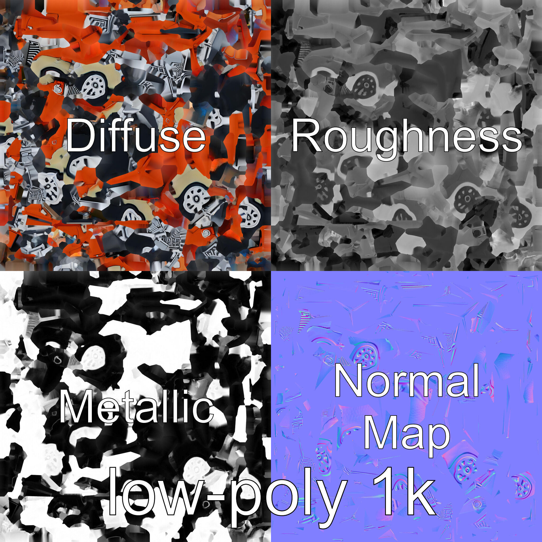 Classic Vintage Car with Split Windshield Design Low-poly 3D model_1