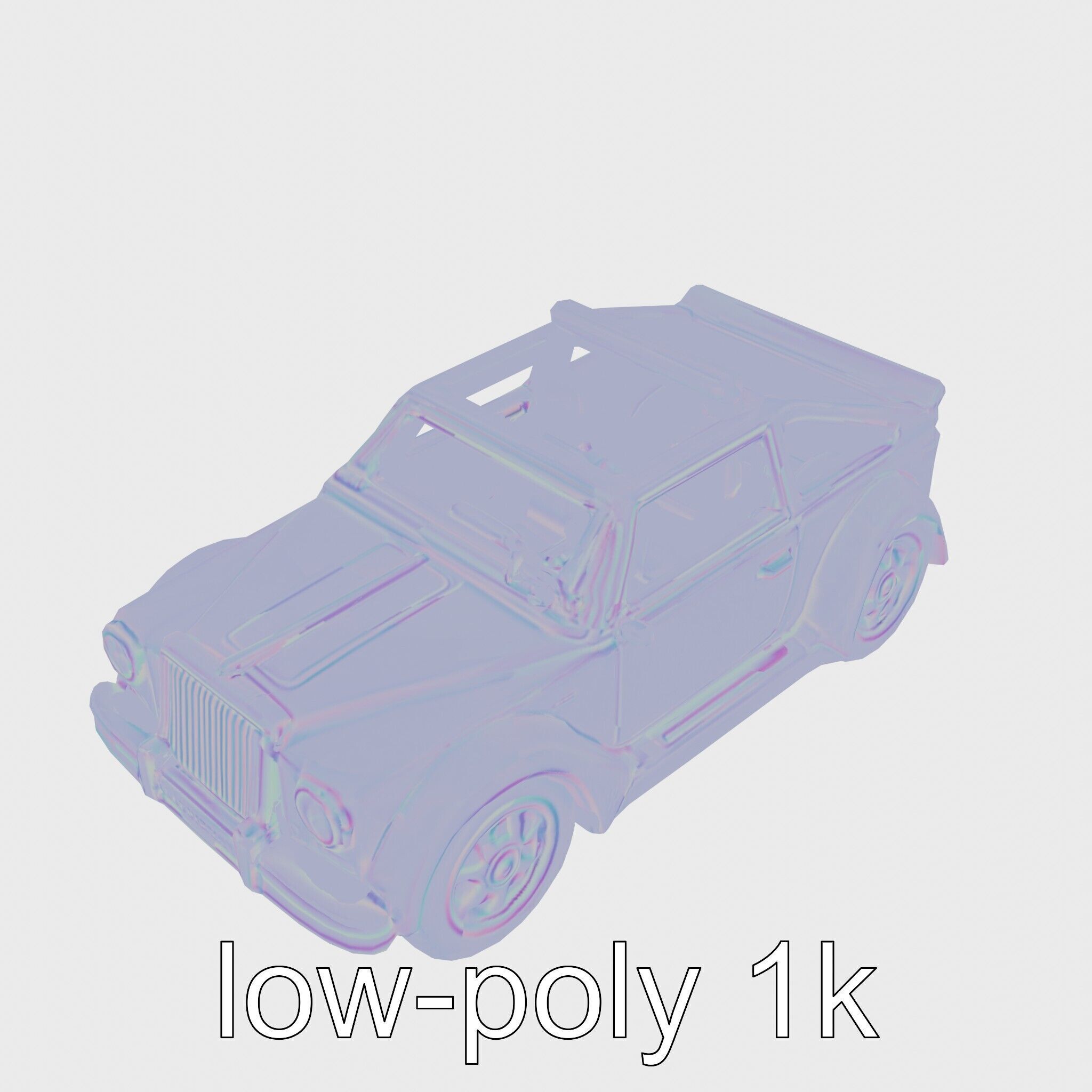 Classic Vintage Car with Split Windshield Design Low-poly 3D model_11