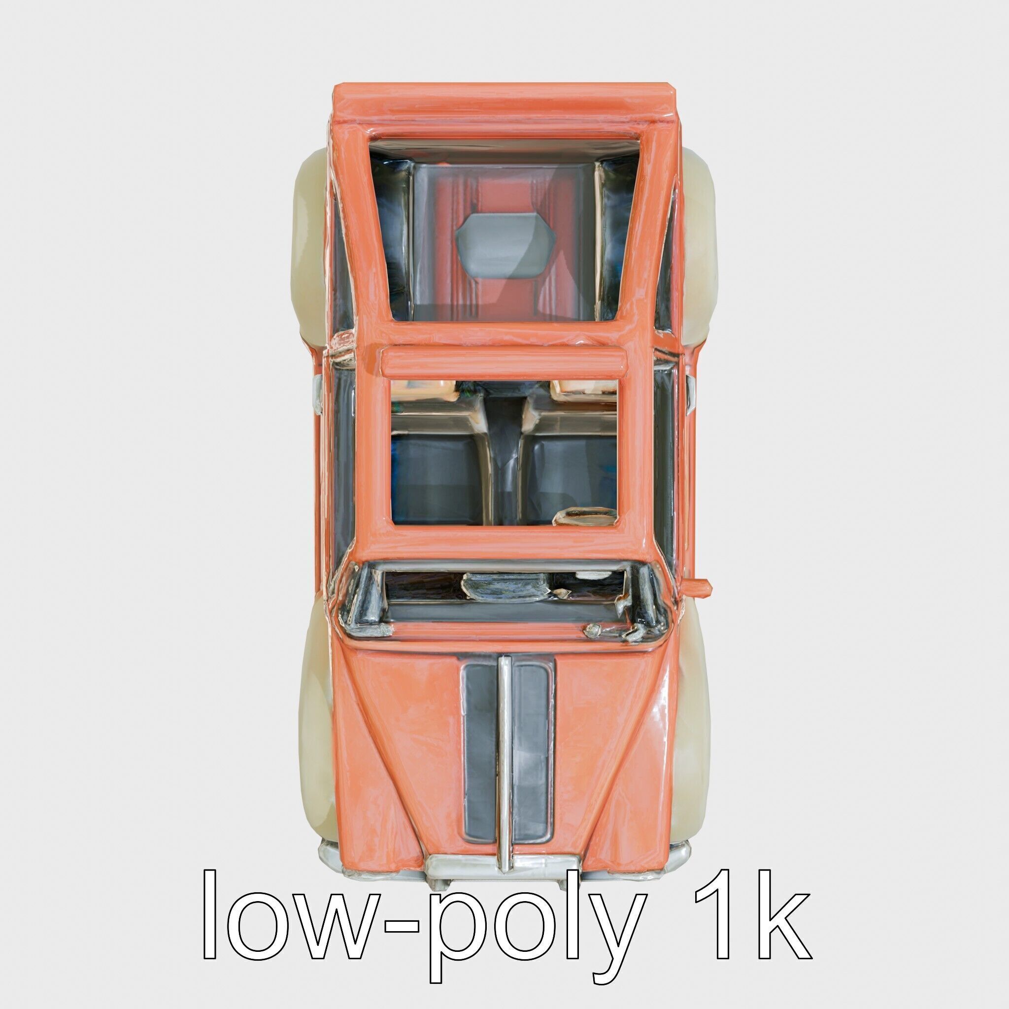 Classic Vintage Car with Split Windshield Design Low-poly 3D model_20