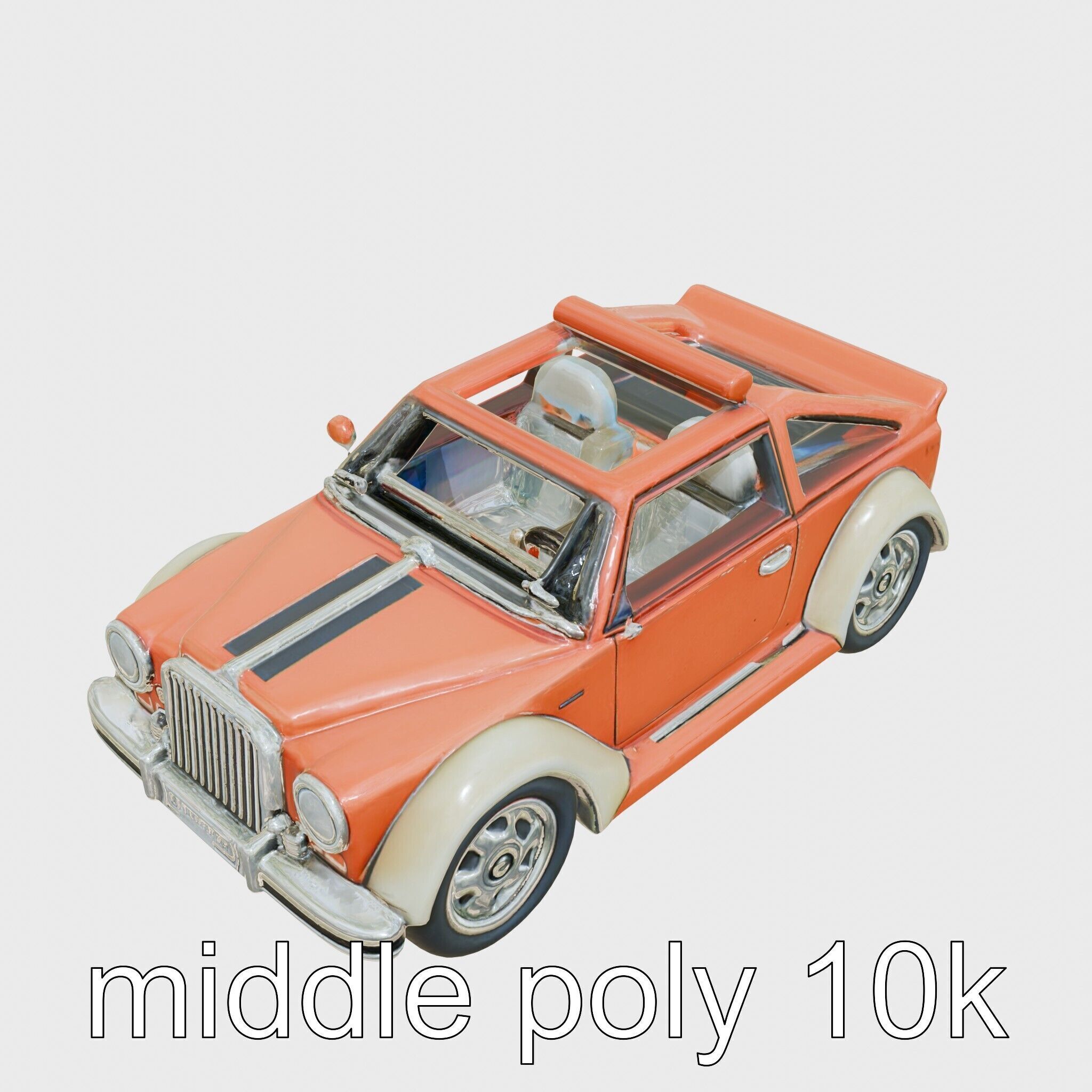 Classic Vintage Car with Split Windshield Design Low-poly 3D model_26