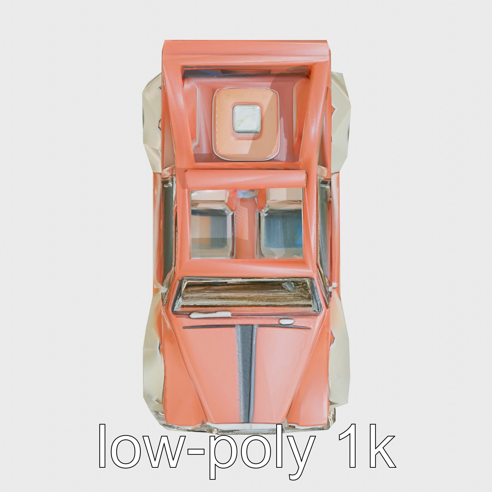 Classic Vintage Car with Split Windshield Design Low-poly 3D model_13