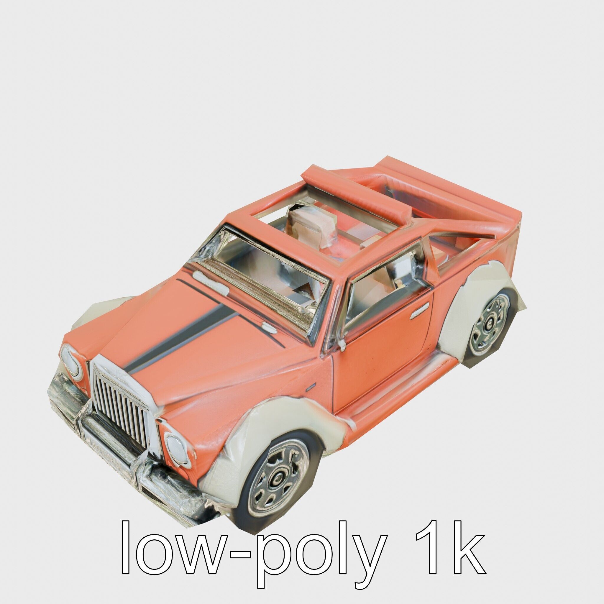 Classic Vintage Car with Split Windshield Design Low-poly 3D model_10