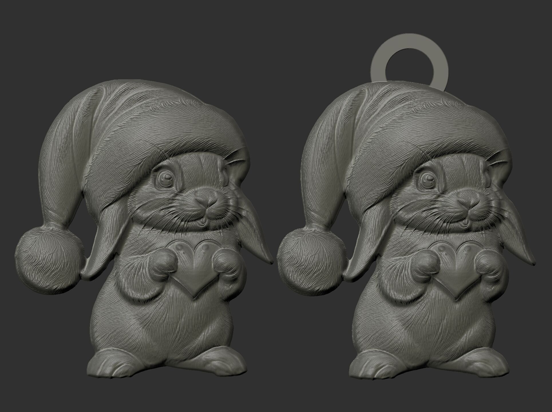 christmas rabbit decor  3D print model_4