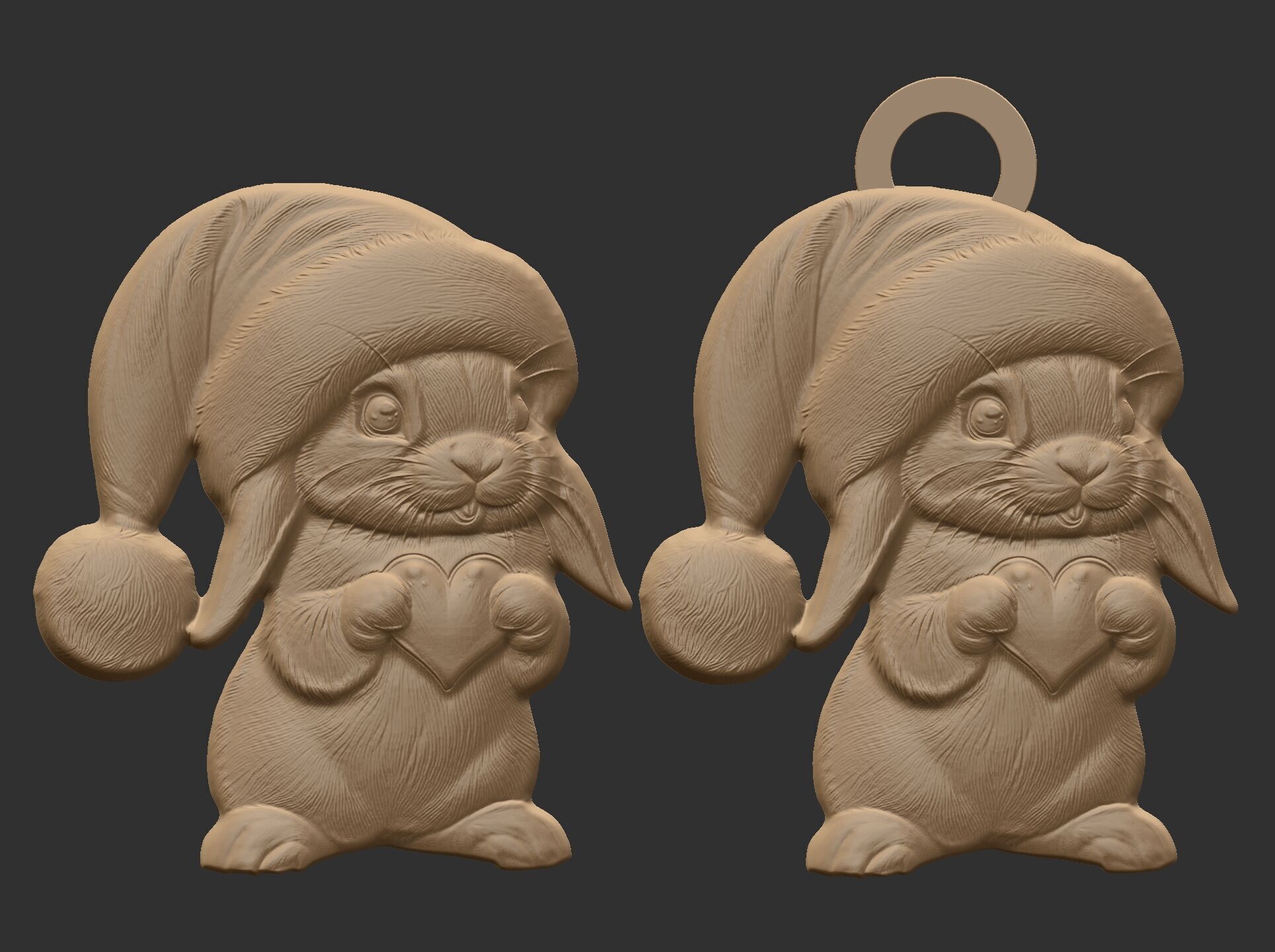 christmas rabbit decor  3D print model_3