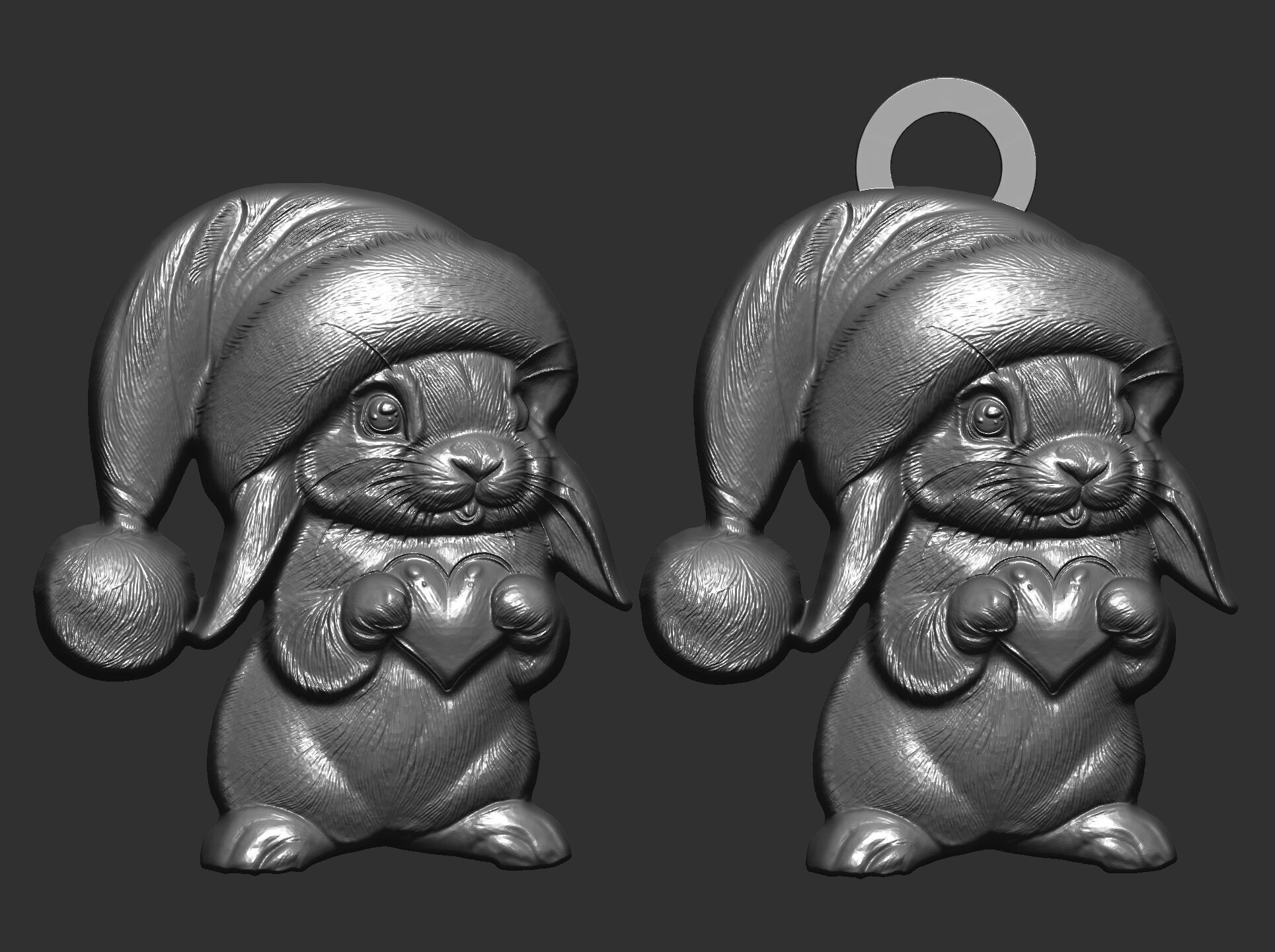 christmas rabbit decor  3D print model_11