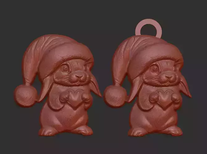 christmas rabbit decor  3D print model