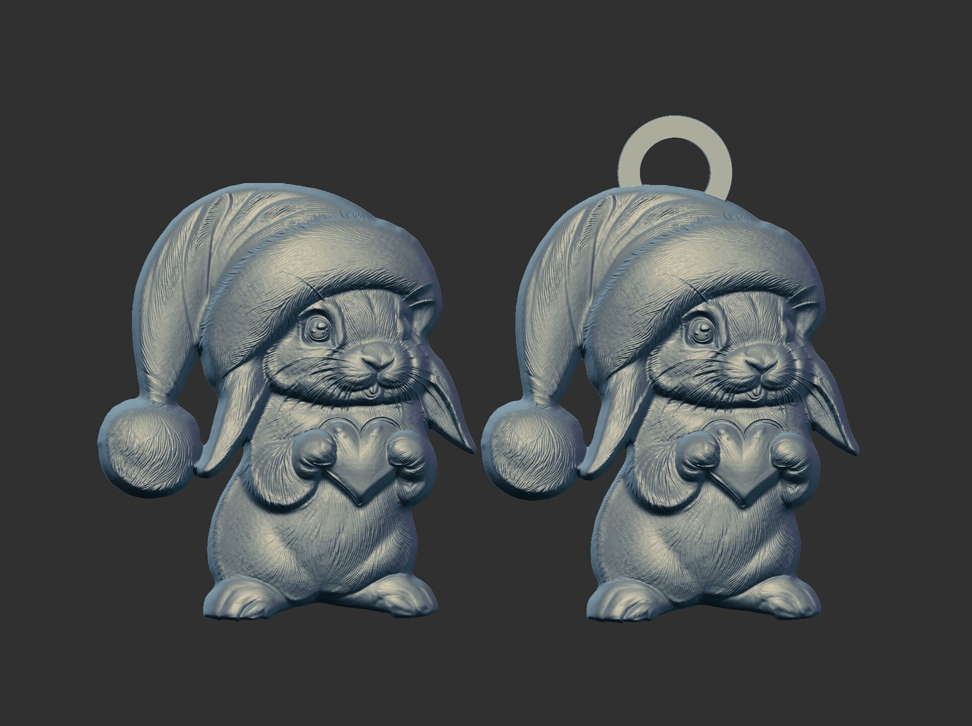 christmas rabbit decor  3D print model_8