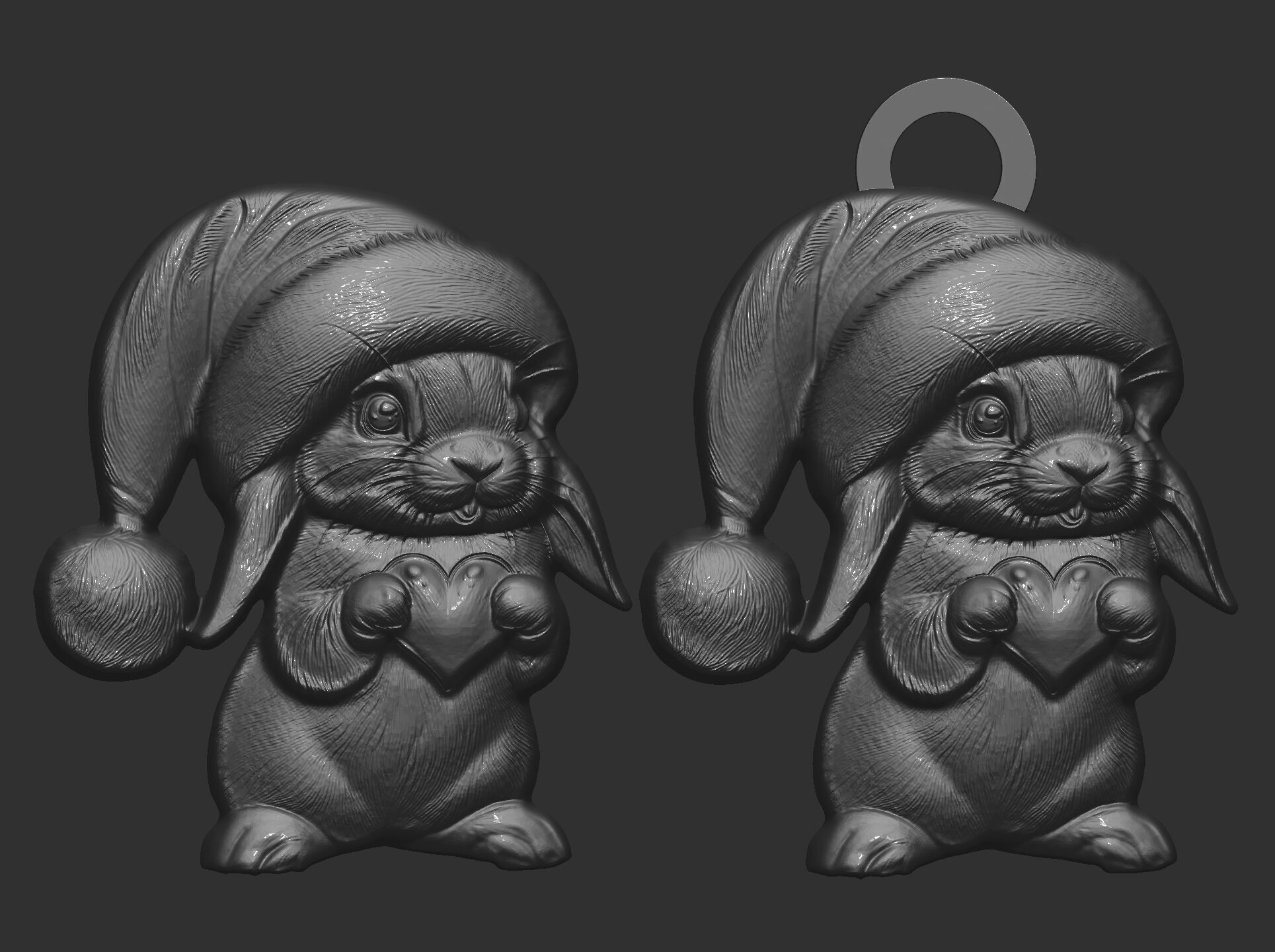 christmas rabbit decor  3D print model_12