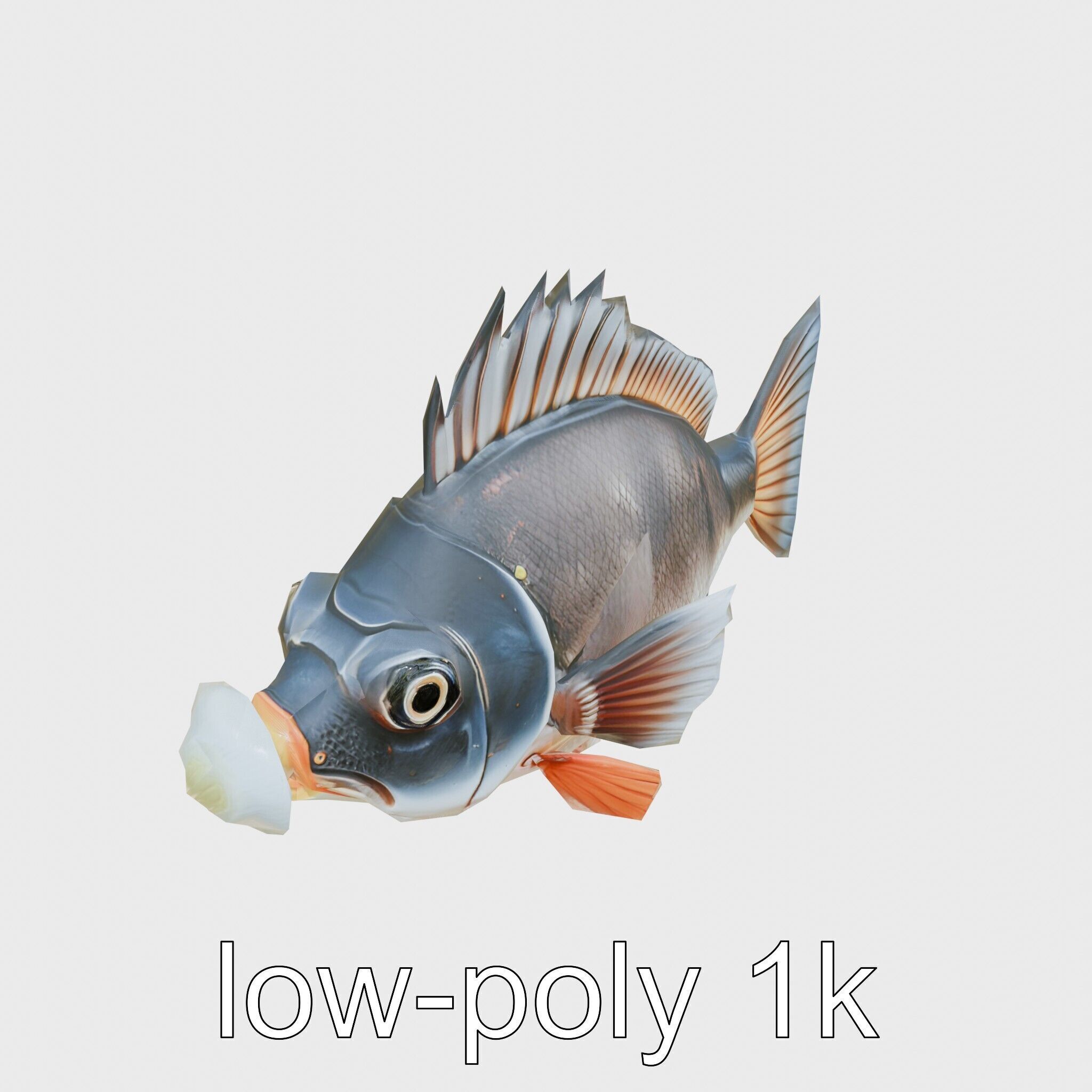 Glowing Anglerfish with Bioluminescent Lure Low-poly 3D model_10