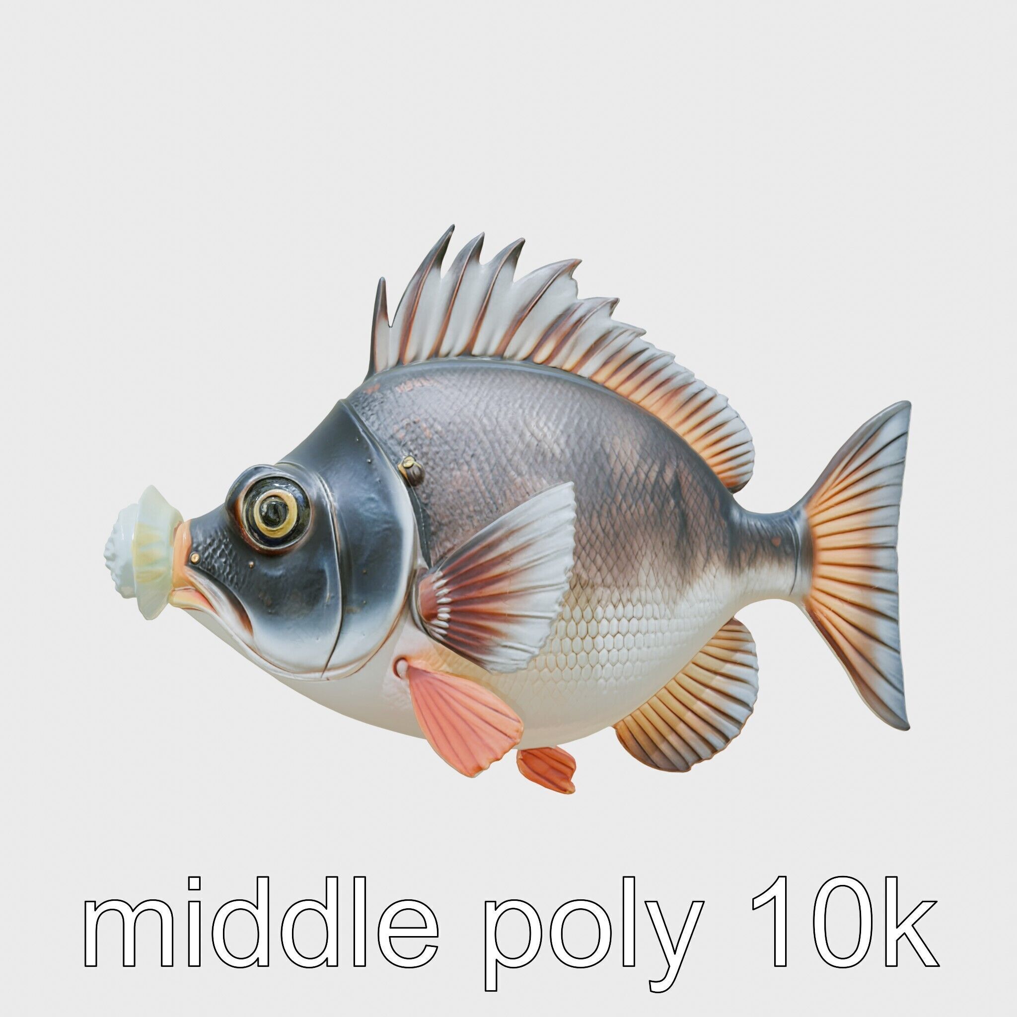 Glowing Anglerfish with Bioluminescent Lure Low-poly 3D model_8