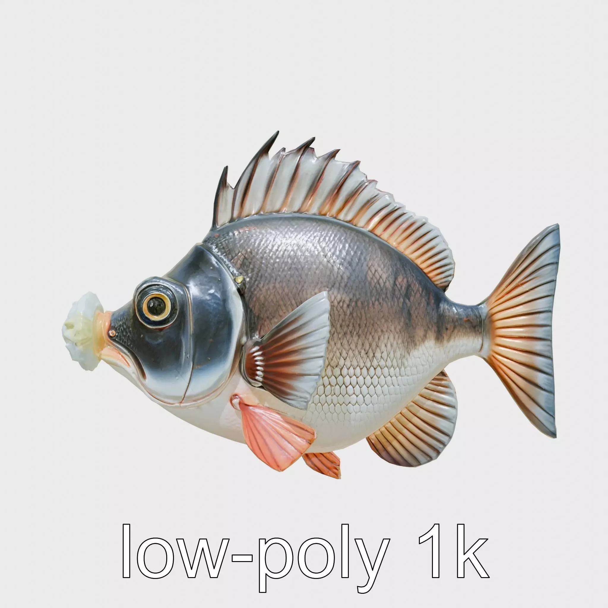 Glowing Anglerfish with Bioluminescent Lure Low-poly 3D model_0