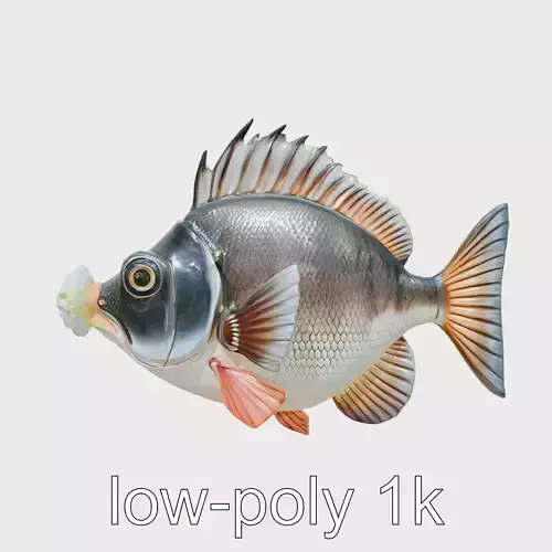 Glowing Anglerfish with Bioluminescent Lure Low-poly 3D model