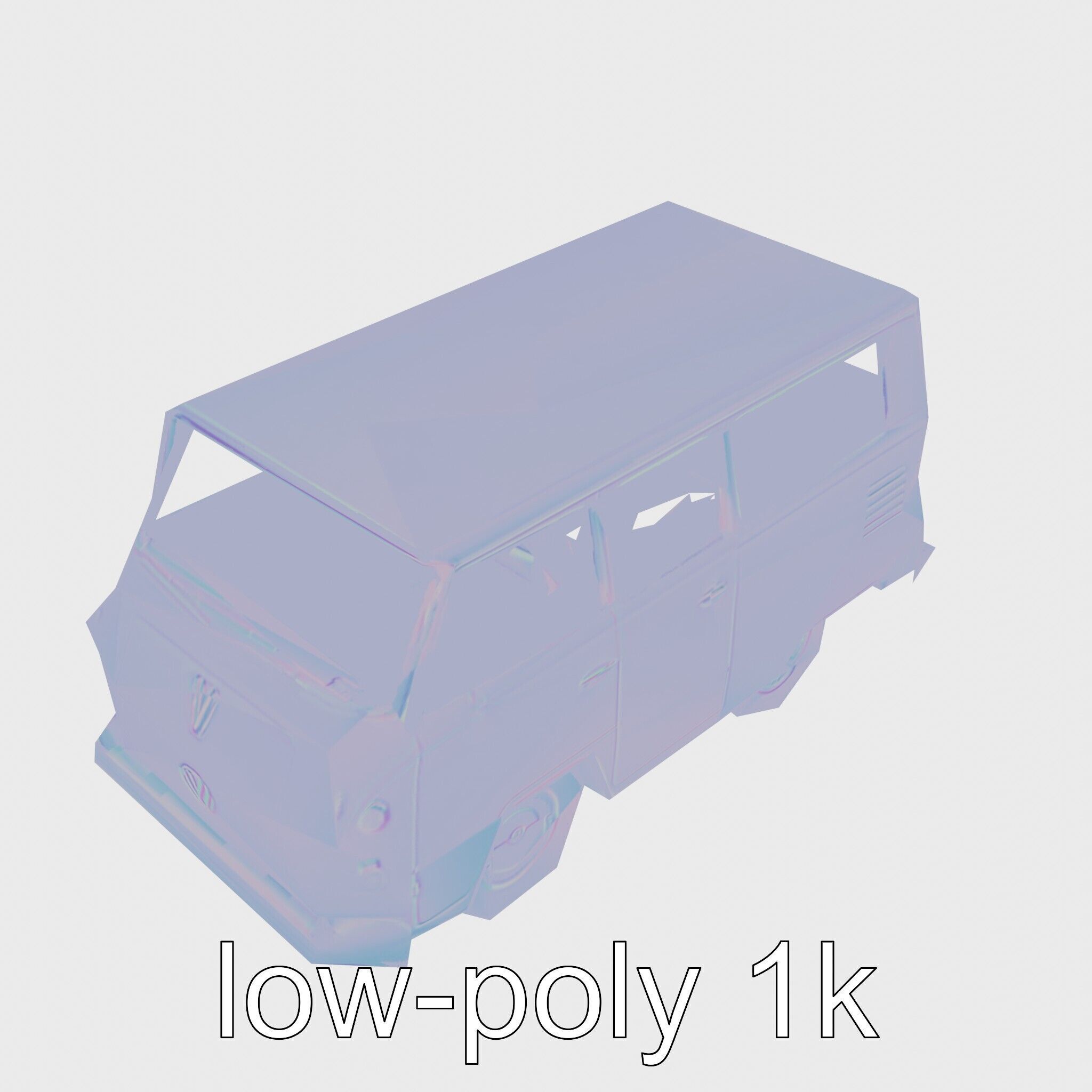 Volkswagen Classic Van Realistic Textures Low-poly 3D model_24