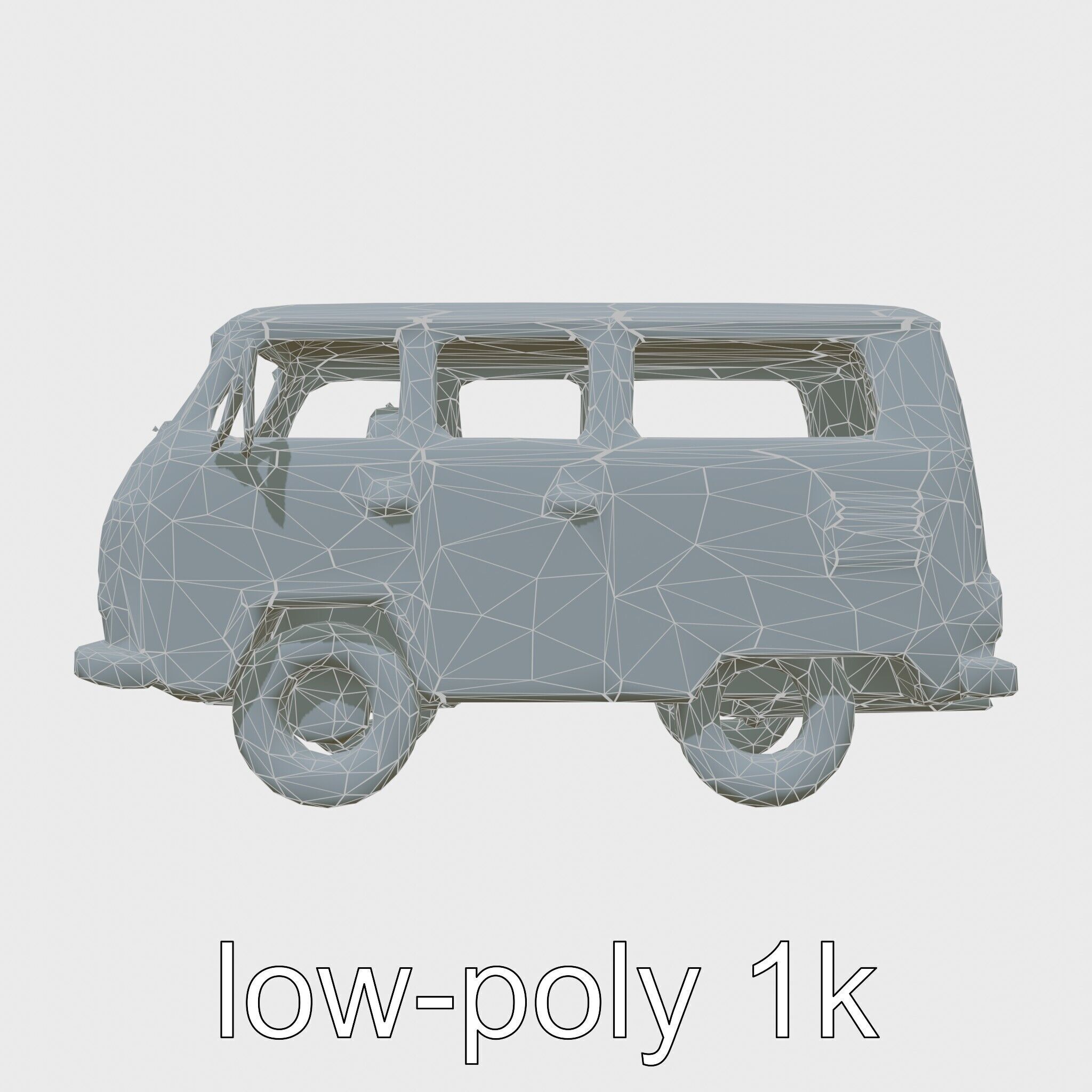 Volkswagen Classic Van Realistic Textures Low-poly 3D model_6