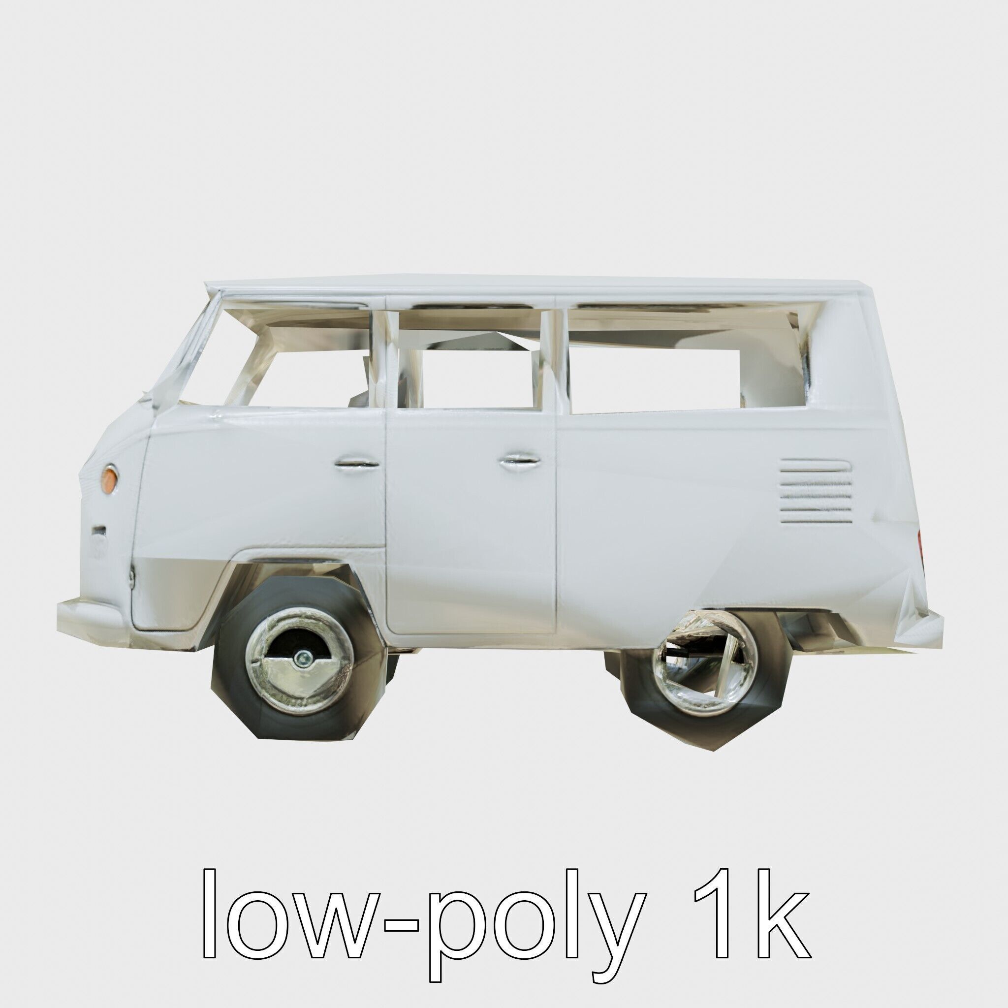 Volkswagen Classic Van Realistic Textures Low-poly 3D model_10