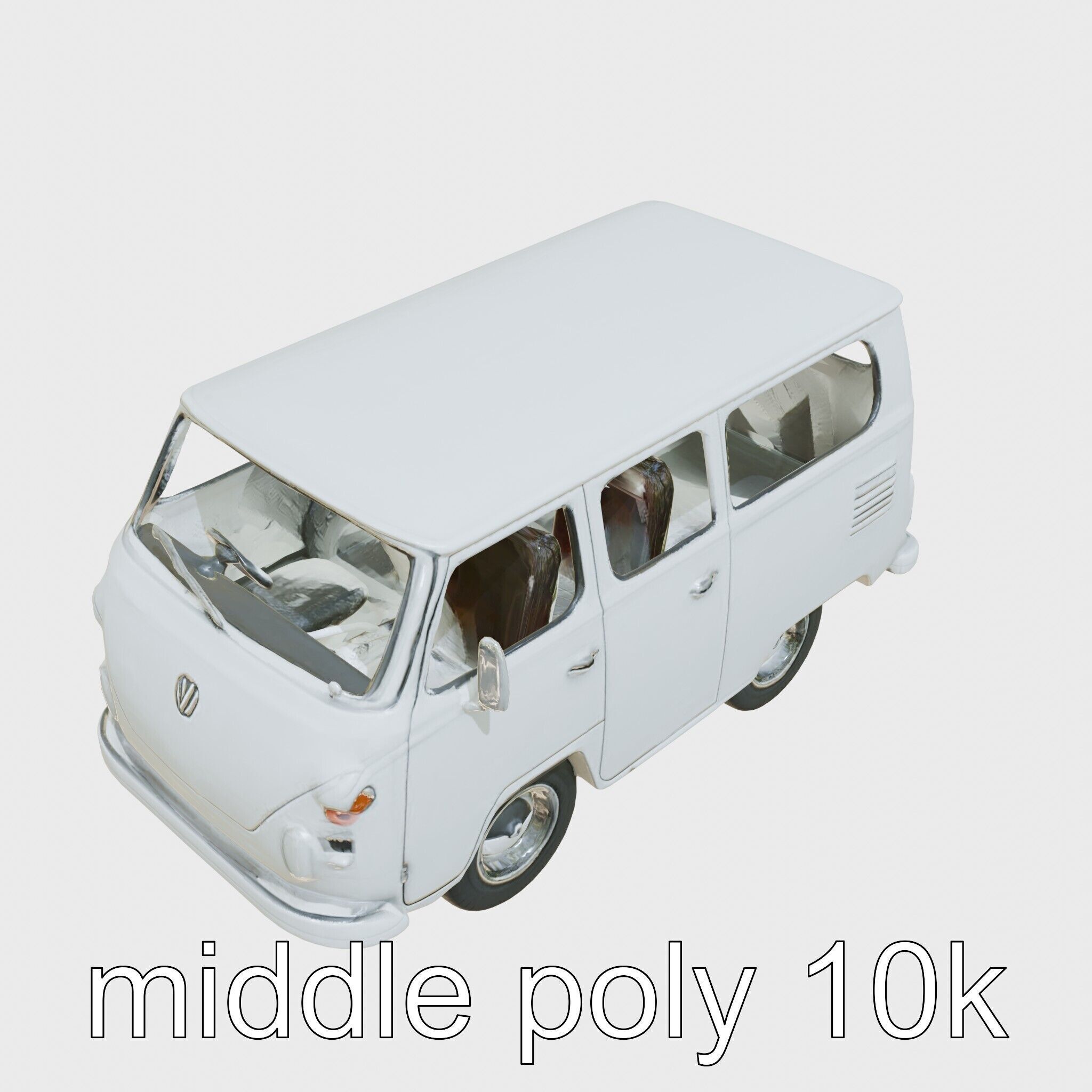 Volkswagen Classic Van Realistic Textures Low-poly 3D model_14