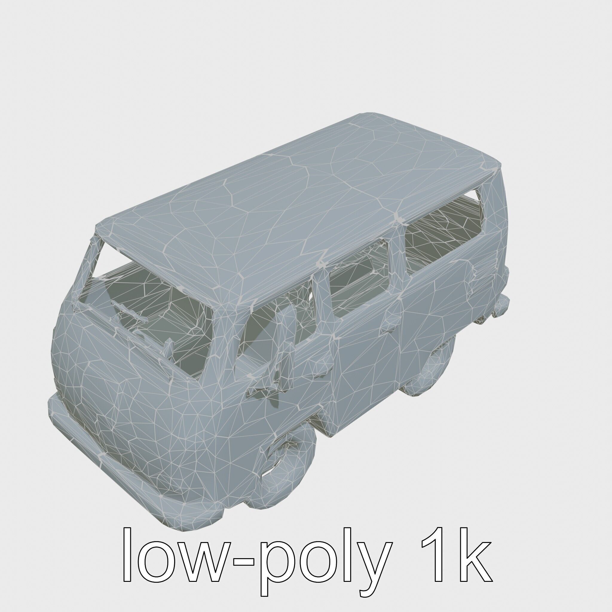 Volkswagen Classic Van Realistic Textures Low-poly 3D model_19