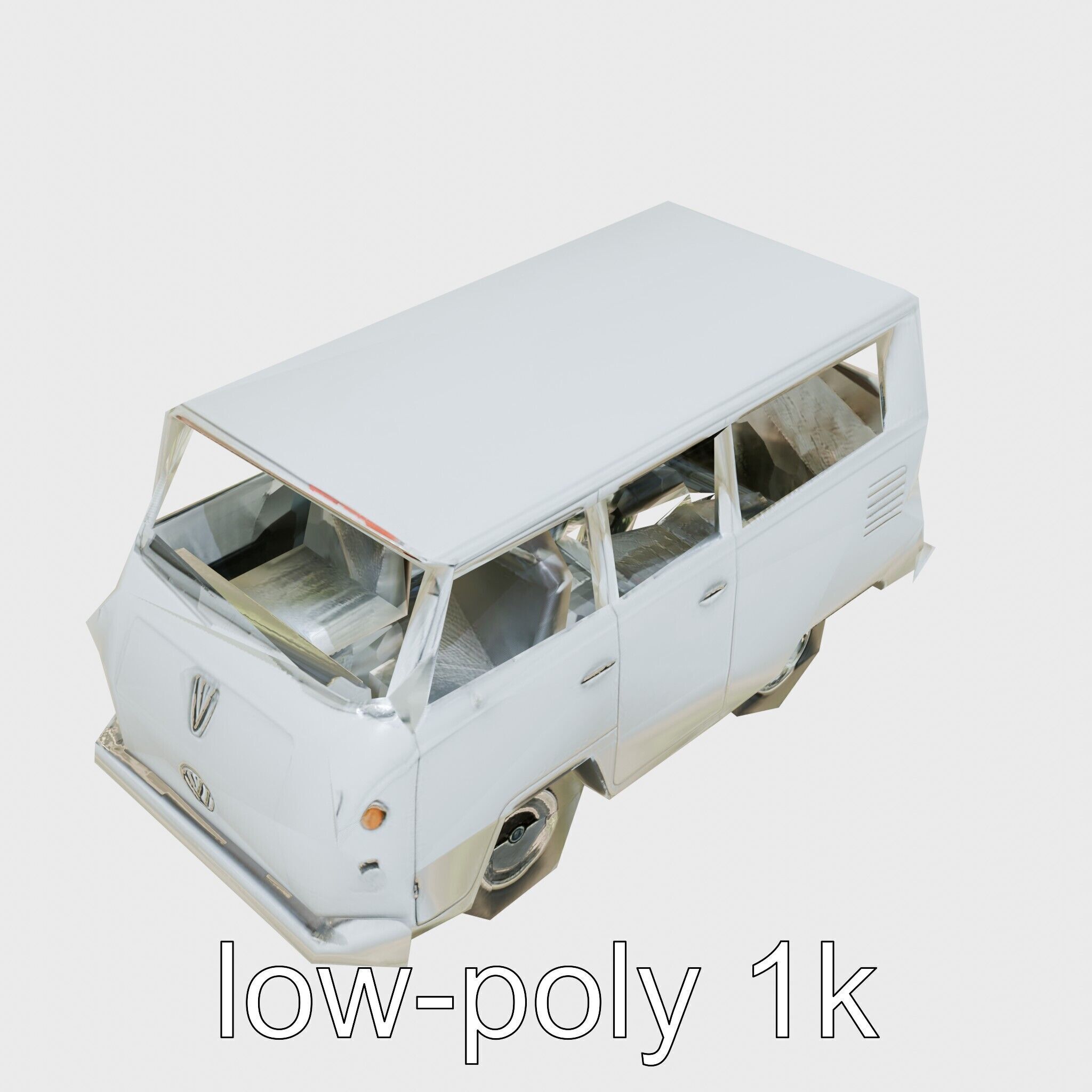 Volkswagen Classic Van Realistic Textures Low-poly 3D model_17