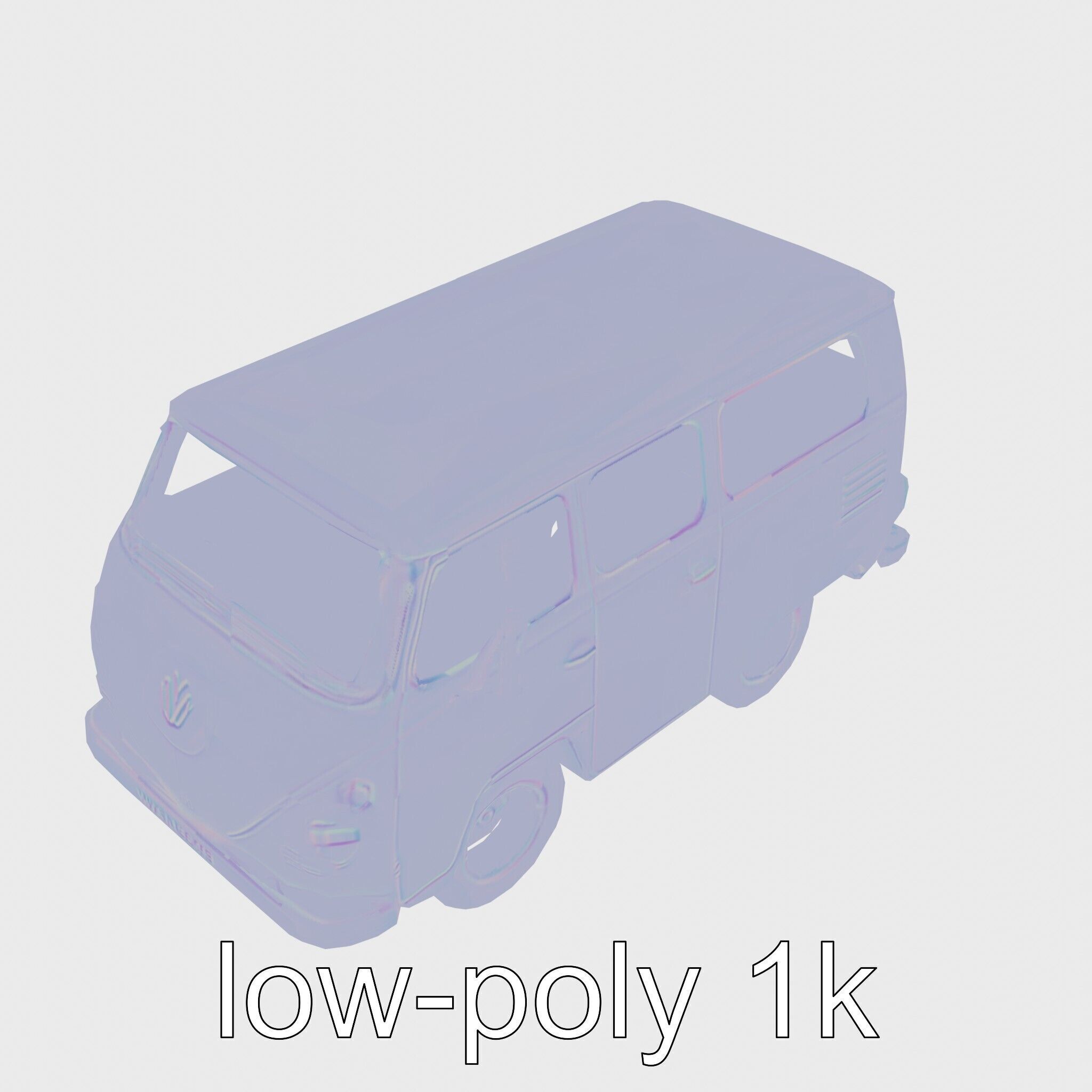 Volkswagen Classic Van Realistic Textures Low-poly 3D model_16