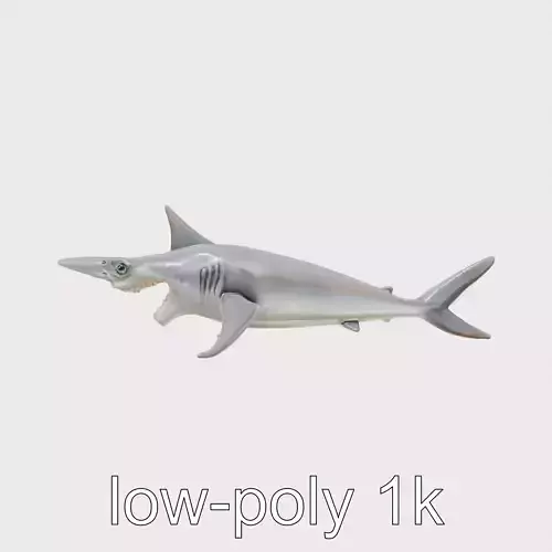 Goblin Shark Model with Elongated Snout and Protruding Jaws Low-poly 3D model