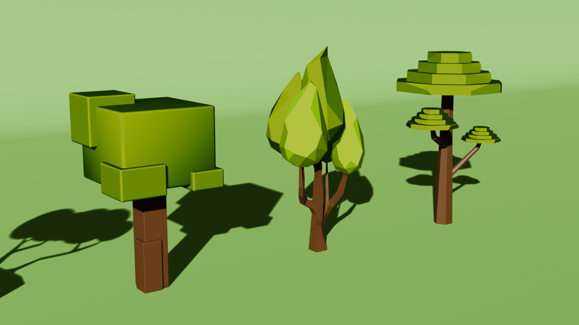 10 Stylized Low Poly Trees Low-poly 3D model_3