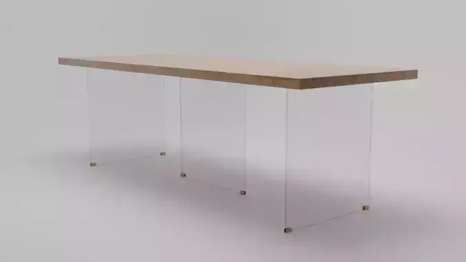 Modern Glass-Leg Dining Table 3D Model