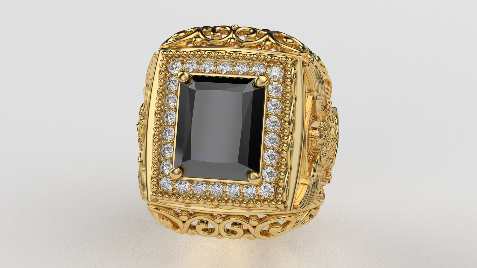 Signet ring with archangel Michael 3D print model_2