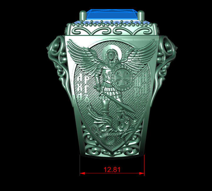 Signet ring with archangel Michael 3D print model_11