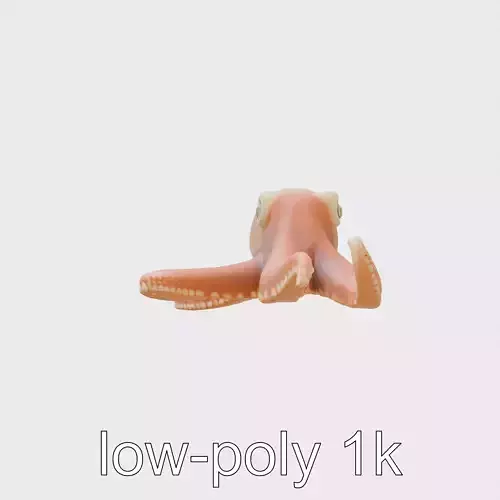 Dumbo Octopus Model with Ear-like Fins and Soft Body Low-poly 3D model