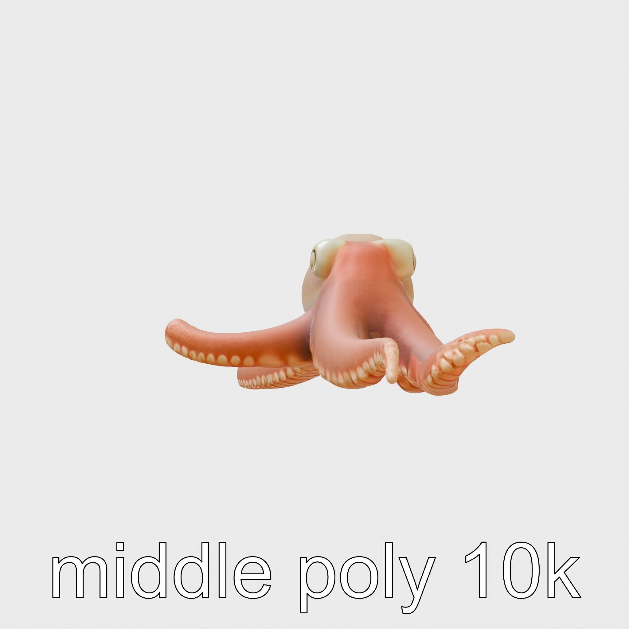 Dumbo Octopus Model with Ear-like Fins and Soft Body Low-poly 3D model_2
