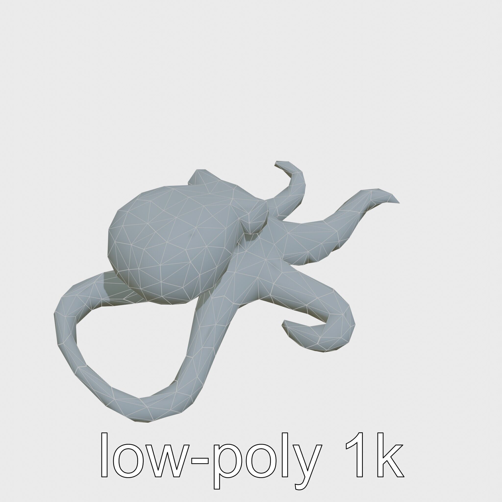 Dumbo Octopus Model with Ear-like Fins and Soft Body Low-poly 3D model_30
