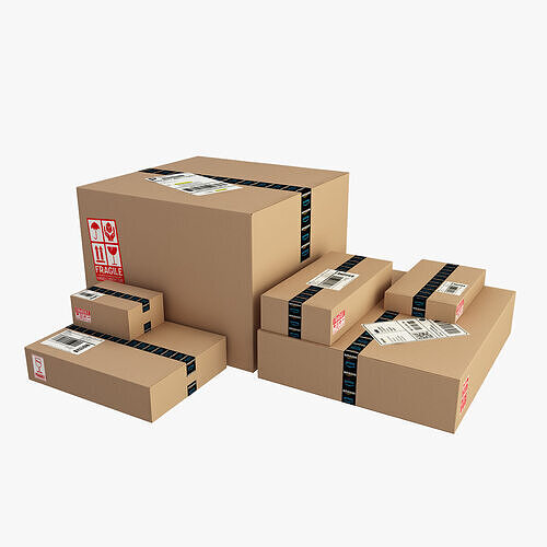 Cardboard Box-6in1 3D model