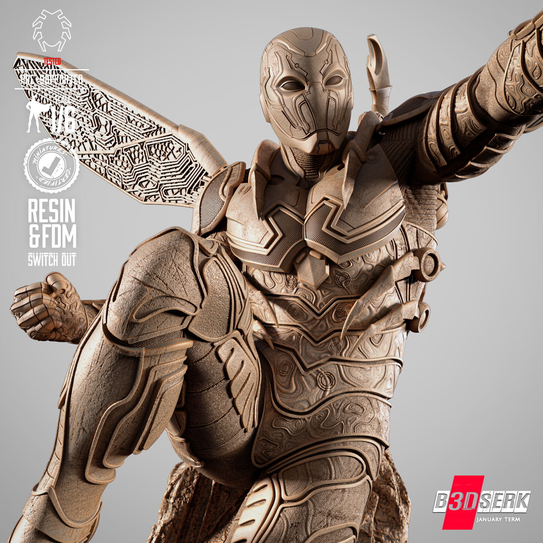 B3DSERK Blue Beetle Sculpture 3D print model_22