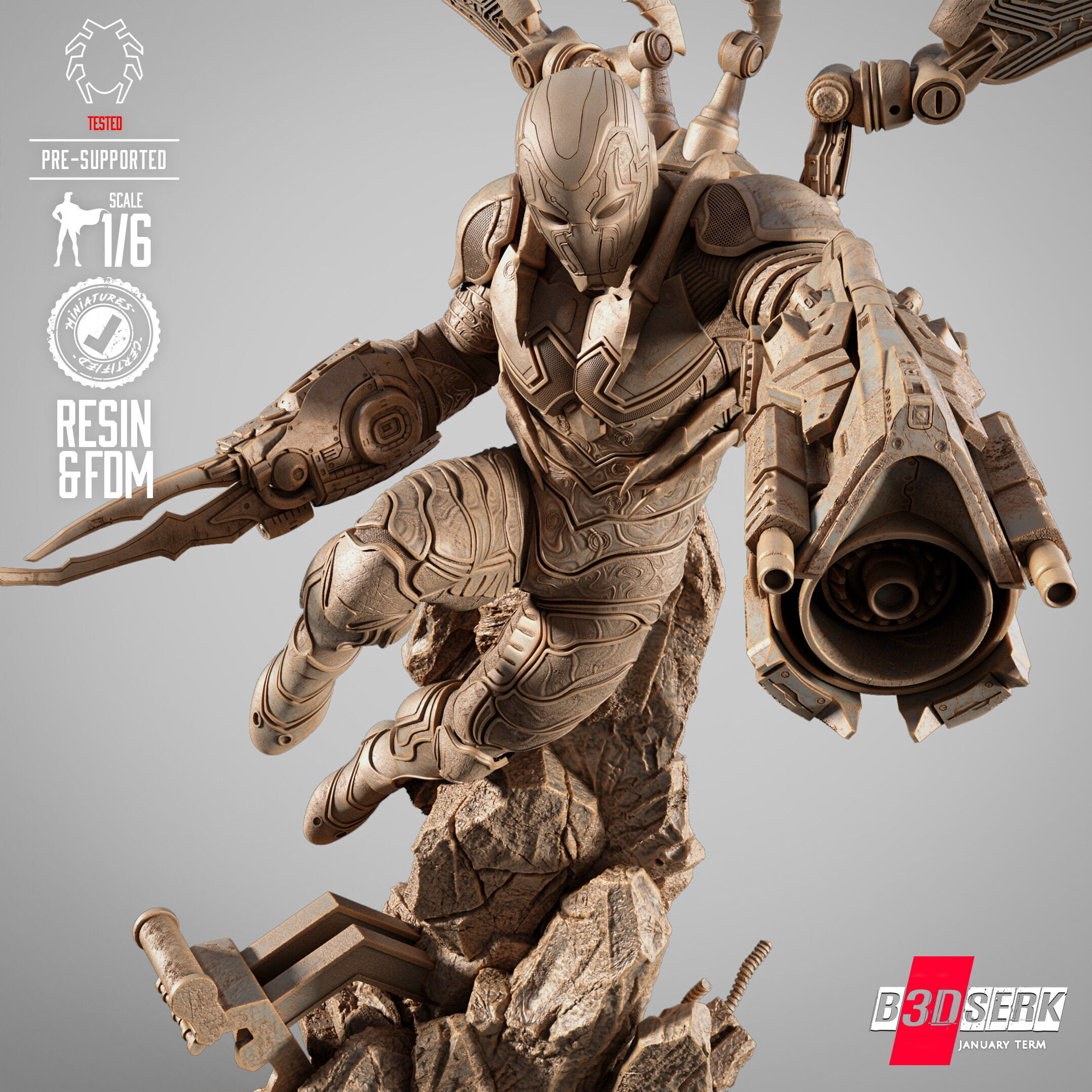 B3DSERK Blue Beetle Sculpture 3D print model_4