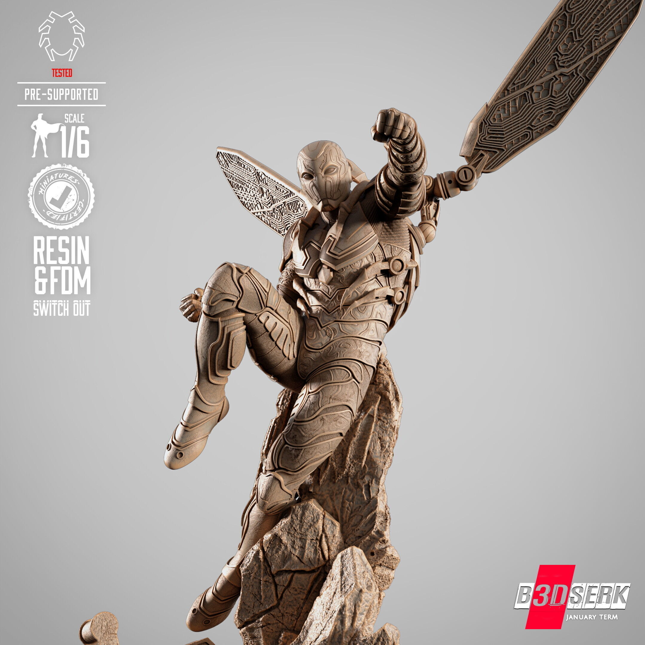 B3DSERK Blue Beetle Sculpture 3D print model_51